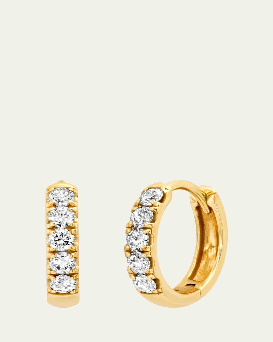 Chubby Diamond Huggie Earrings, 3mm